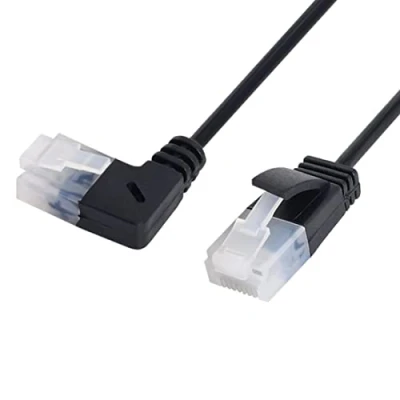Image of chenyang Cat6 RJ45 Ultra Slim Ethernet 90 Degree Left Angled Extension Cable for Laptop Router TV Box 0.5M