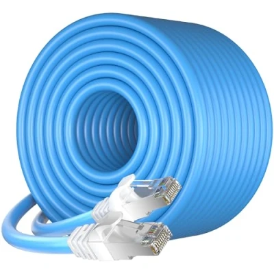Image of Ethernet Cable 50m Outdoor Indoor, Long Cat7 Shielded Internet High Speed Network Cable, PiMF 24AWG Gigabit LAN 10Gbps 600MHz SFTP Wifi RJ45 Patch for Router Modem Switch