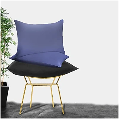 Image of Percale Housewife Pillow Case Set Luxury Plain Dyed Polycotton Cover Standard 50 x 75 Envelope Closure Cases Navy