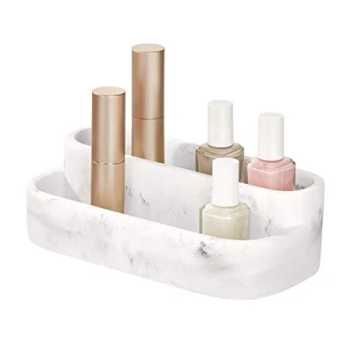 Image of iDesign Dakota 2 Tier Makeup and Cosmetic Storage Bathroom, Countertop, Vanity, 8&quot; x 3.9&quot; 2.54&quot;, Palette Organizer
