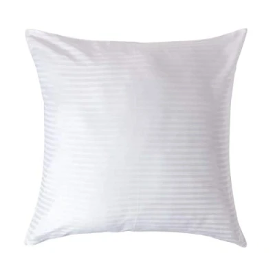 Image of HOMESCAPES White Pure Egyptian Cotton Euro Size Pillowcase 80 x cm 330 TC 500 Thread Count Percale Equivalent Satin Stripe Pillow Case with Zip