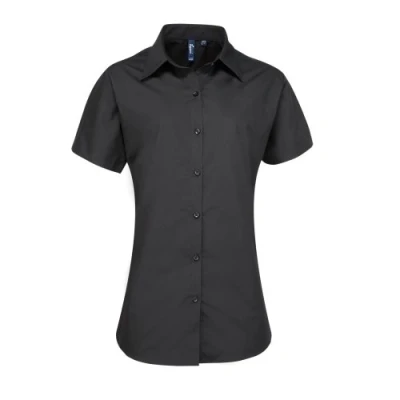 Image of Premier Women&#039;s Supreme Poplin Short Sleeve Shirt Black 8