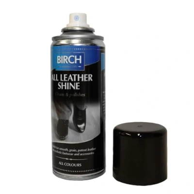 Image of Birch All Leather Shine Spray for Smooth, Grain &amp; Patent Instant Shoe On The Go Care Polisher Carnauba Wax, Mineral Oil, Lanolin Oil 200ml