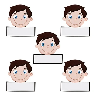 Image of Magnetic Name Badge Dry Erase 2 x inch Men Easily Removable and Reusable. Can be Used for Whiteboards at Schools, Businesses or Home. (Pack of 5)