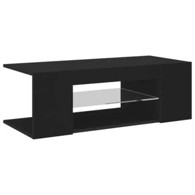 Image of vidaXL TV Cabinet with LED Lights Contemporary Black Stand in Engineered Wood Spacious Media Storage Unit RGB Light Furniture Easy to Assemble