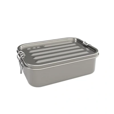 Image of SIGG Gemstone Box Selenite Lunch Box, Stainless Steel with Leak Proof Silicone Rim, Divided for and Leftovers, Silver