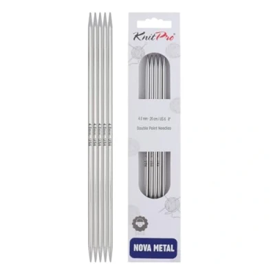 Image of KnitPro KP10109 20 cm x 4 mm Nova Double Pointed Needles, Silver