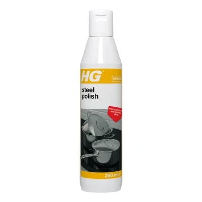 Image of HG Steel Polish, Fast Acting Stainless 3 in 1 Cleaner, Cleans, Shines &amp; Protects Surfaces The Kitchen Home, for Steel, Aluminium, Copper Other Metals 250 ml (168030106)