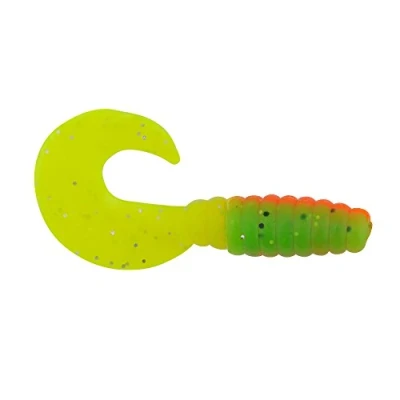 Image of Berkley PowerBait Power Grubs Fishing Bait, Firetiger, Irresistible Scent &amp; Flavor, Realistic Action, Bulky Body, Ideal for Bass, Walleye, Trout and More