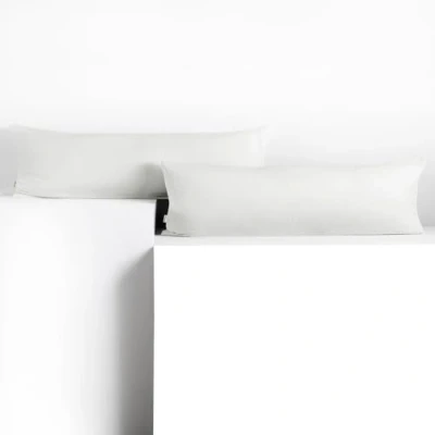 Image of DecoKing 2 x Pillowcases 40 145 cm Jersey Cotton Zip White Amber