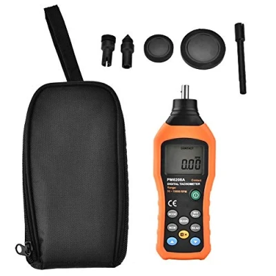 Image of Contact Tachometer ◈ Digital Tachometer, PEAKMETER PM6208A Type Meter Motor LCD Backlight Display Accuracy Speed Gauge Handheld Tester