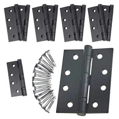 Image of Door Hinges 4&quot; 102mm Ball Bearing 5 Pair Pack [10 &amp; Screws] Black Finish