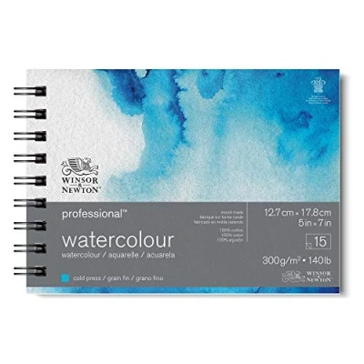 Image of Winsor &amp; Newton Watercolour Paper, 100% Cotton, White, 12,7 x 17,8cm 15 Blatt im Block, 300g/m²
