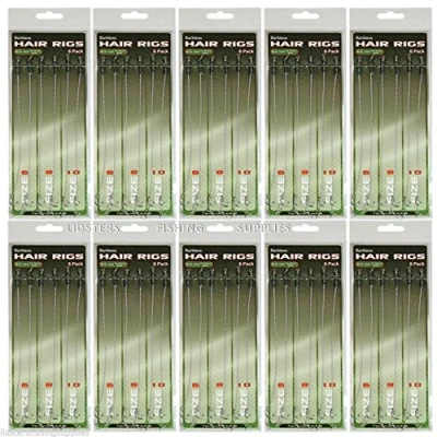 Image of 60 X Hair Rigs 12lb Braid Barbless Size 6 8 10 Carp Fishing Wholesale