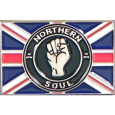 Image of Metal Enamel Pin Badge Brooch Northern Soul Fist Union Jack (Flag) (25mm)