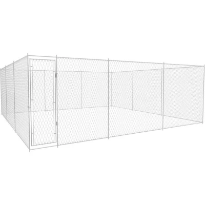 Image of vidaXL Outdoor Dog Kennel Galvanised Steel 570x570x185 cm