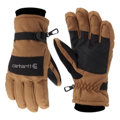 Image of Carhartt Men&#039;s WP Waterproof Insulated Glove Cold Weather, Brown/Black, S