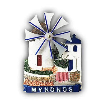 Image of 3D Mykonos Greece Refrigerator Fridge Magnet Tourist Souvenirs Handmade Resin Craft Magnetic Stickers Home Kitchen Decoration Travel Gift