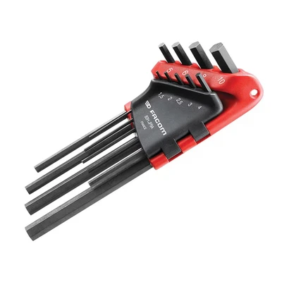 Image of Facom FCM83HJP9A Long 83H.JP9A Metric Hex Key Set Red (9 Piece)