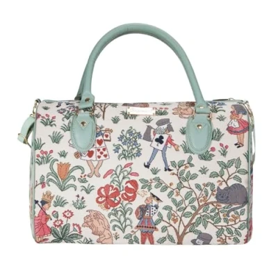 Image of Signare Tapestry Duffle Bag Overnight Bags Weekend for Women with Garden Flower and Creatures (Alice in Wonderland, TRAV Alice)
