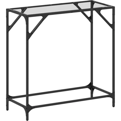 Image of vidaXL Console Table with Transparent Glass Top 80x35x81 cm Steel