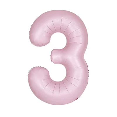 Image of Giant Foil Number 3 Balloon 86 cm Matte Baby Pink