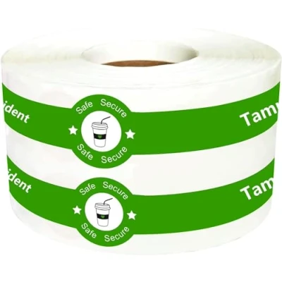 Image of Safe Secure Tamper Evident Seals Stickers for Drink Lids 1&quot; X 9&quot; 500 Pcs Food Delivery Sealed Freshness Labels Seal (Green, 1 9 Inch)