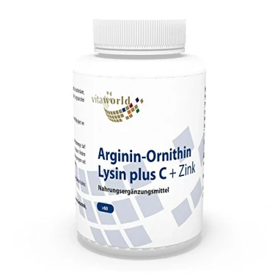 Image of Vita World Arginine ornithine lysine + Vitamin C &amp; zinc 60 Capsules Made in Germany