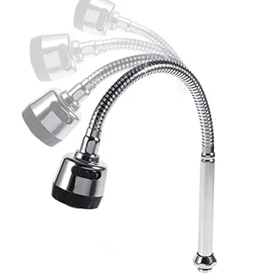 Image of Kitchen Sink Faucet Tap with Flexible Pipe, 304 Stainless Steel Durable Swivel Spout Fittings, Single Handle