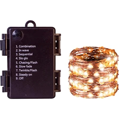 Image of St Helens Home &amp; Garden Copper Battery LED Fairy String Light with Controller. for Indoor and Outdoor use. Use at Christmas, Wedding Party Decoration (10 Metre 100 LEDs)