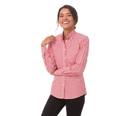 Image of Uniform Works B216 L Ladies Gingham Shirt, Large, Red