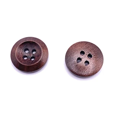Image of KnitForLess 20mm Brown Wooden Buttons 4 Hole Sewing Knitting Pack of 10