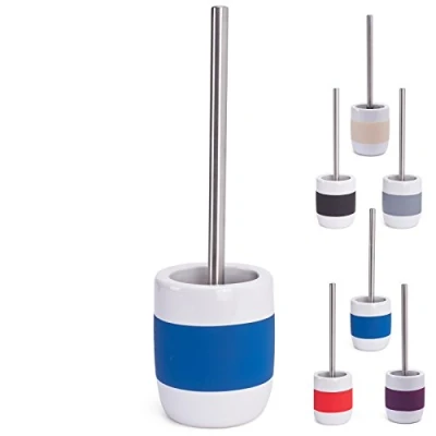 Image of MSV TOILET BRUSH AND HOLDER CERAMIC GREY MOOREA, Blue