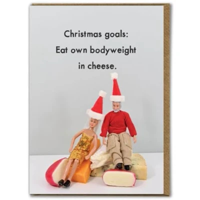 Image of Bold &amp; Bright Hilariously Funny Christmas Cards &#039;Festive Cheese&#039; Cheeky Seasonal Xmas For Him Her Men Women Friends Family Partner Festive Humour