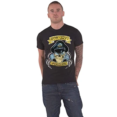 Image of Bon Jovi T Shirt Forever Band Logo Official Black Unisex L