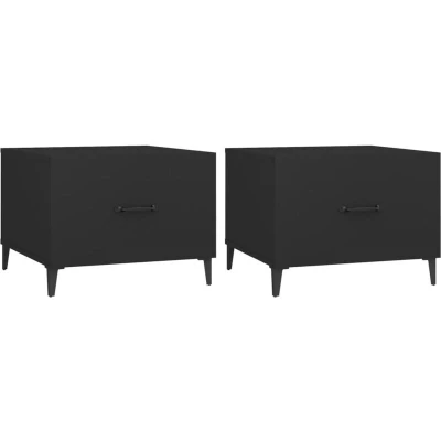 Image of vidaXL Coffee Table with Metal Legs 2 pcs Black 50x50x40 cm