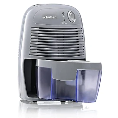 Image of Schallen 500ml Mini Portable Compact Air Dehumidifier for Damp, Mould, Moisture in Home, Kitchen, Bedroom, Caravan, Office, Garage, Bathroom, Basement (Grey)