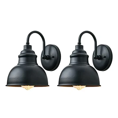 Image of Baska Outdoor Porch Light Retro Exterior Wall Sconce Fixture, IP65 Lantern, 2 Pcs Waterproof Lantern Lighting Fittings for Patio Garden Garage Doorpost Pathway