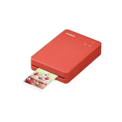 Image of Canon SELPHY QX20 portable printer for Wi Fi printing straight from your smart device. Dye Sublimation, 2 sizes of peel and stick Prints USB C Charging Red