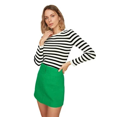 Image of Trendyol Woman Slim fit Basic Crew Neck Knitwear Sweaters Ecru