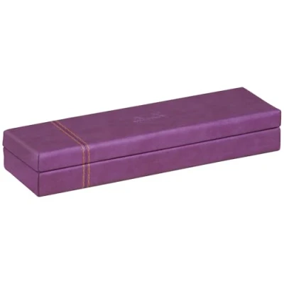 Image of RHODIA 319780C Purple Pencil Case 21x5.5x3 cm Orange Saddle Stitching Faux Leather Exterior Rhodiarama Home Office Collection Organization &amp; Designer Storage