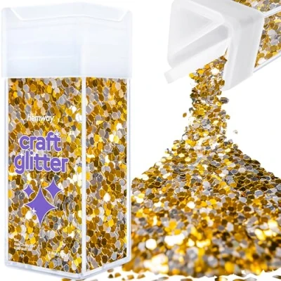 Image of Glitter for Craft Shaker Gold Silver Resin Tumblers Cards Christmas Jewellery Candle Super Chunky Nail Face Cosmetic 110g / 3.9oz