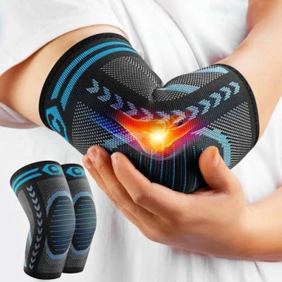 Image of CAMBIVO Elbow Support for Men &amp; Women 2 Pack, Tennis Sleeves Weightlifting, Arm Compression Brace Tennis/Golfers Elbow, Sports Protection