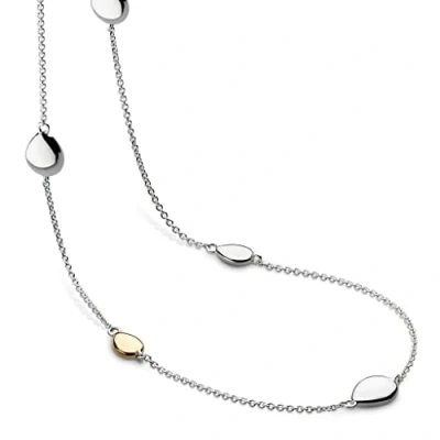 Image of Kit Heath Sterling Silver and 18ct Gold Plate Coast Pebble Golden Station Necklace, 20&quot;