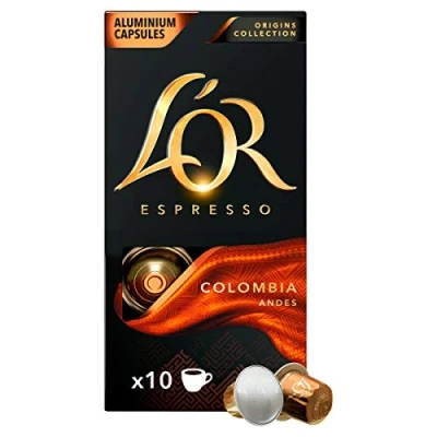 Image of L&#039;OR Origins Colombia Coffee Pods (Pack of 20, Total 200 Capsules)