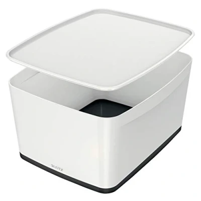 Image of Leitz 18 Litre Storage Box with Lid, Waterproof , White/Black