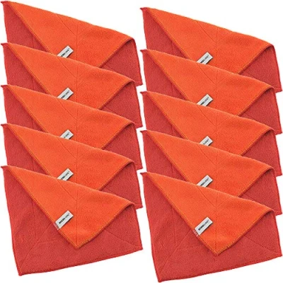 Image of Kochblume 1 3 5 10 Set Microfibre Cloth Cleaning 30 x cm, Absorption Capacity up to approx. 300 ml in a Colourful Box (Red Orange, of 10)