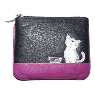 Image of Ziggy Cat Coin Purse by Mala Leather with Gift dustbag 4153 99 Soft (Black)
