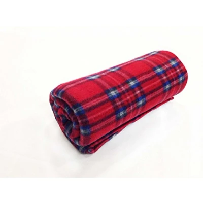 Image of Red Tartan Check Polar Fleece Blanket Sofa Bed Throw Super Soft 127cm x 152cm