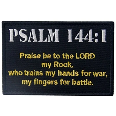 Image of Tactical Psalm 144:1 BNW Patch Combat Badge Morale Applique Embroidered Fastener Hook &amp; Loop Emblem